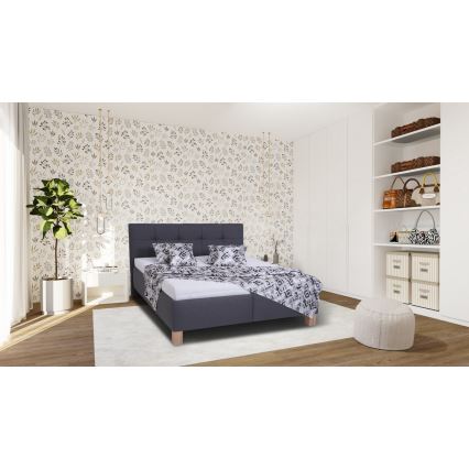 Polstret seng med opbevaringsplads uden madras MARIA 160x200 cm grå