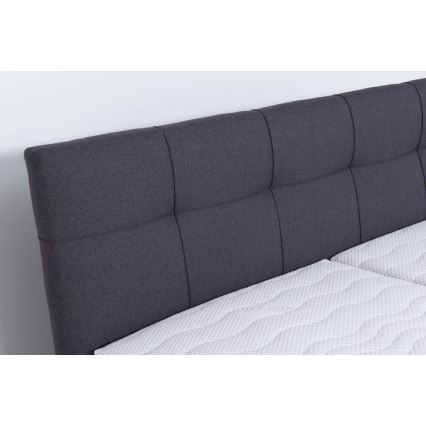 Polstret seng med opbevaringsplads uden madras MARIA 160x200 cm grå