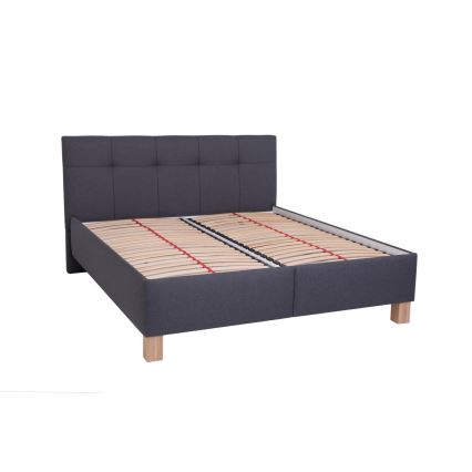 Polstret seng med opbevaringsplads uden madras MARIA 160x200 cm grå
