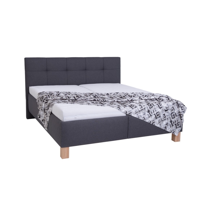 Polstret seng med opbevaringsplads uden madras MARIA 160x200 cm grå