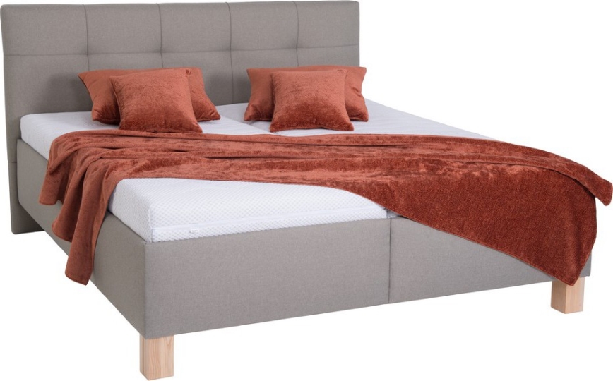 Polstret seng med opbevaringsplads uden madras MARIA 160x200 cm taupe