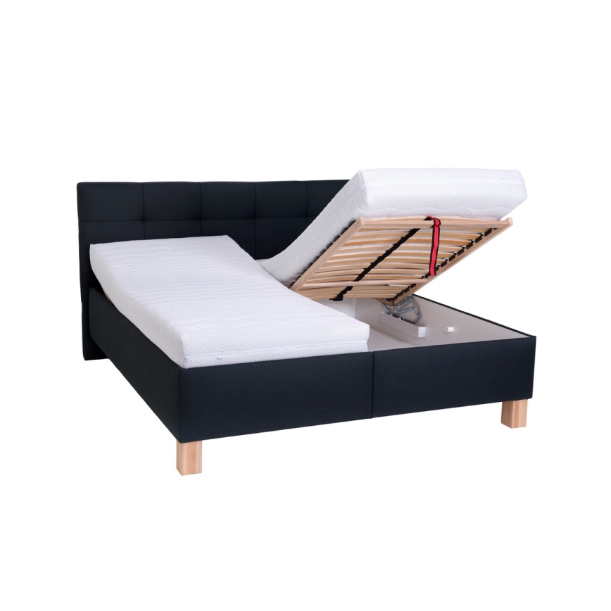 Polstret seng med opbevaringsplads uden madras MARIA 180x200 cm antracit