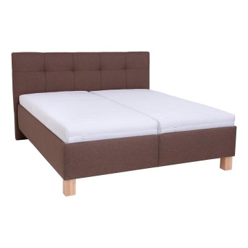 Polstret seng med opbevaringsplads uden madras MARIA 180x200 cm brun
