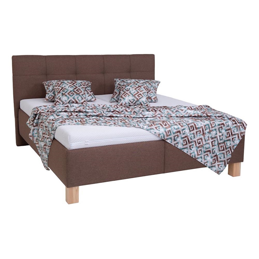 Polstret seng med opbevaringsplads uden madras MARIA 180x200 cm brun