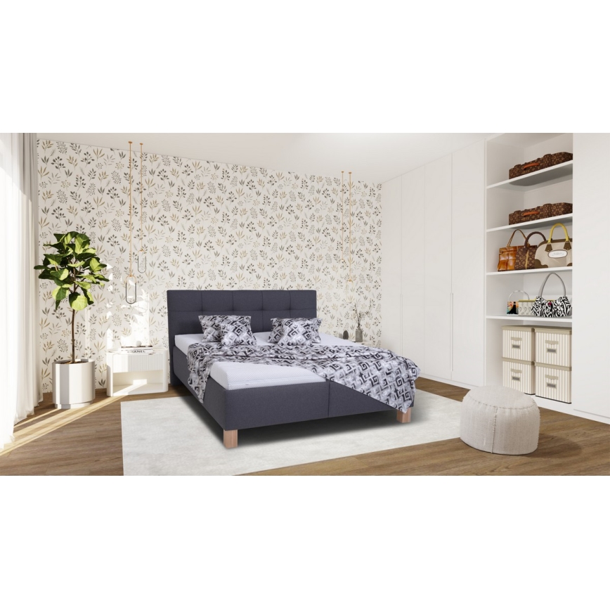 Polstret seng med opbevaringsplads uden madras MARIA 180x200 cm grå