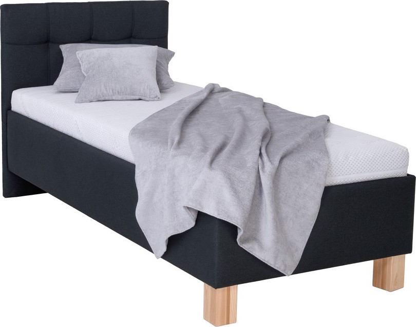 Polstret seng med opbevaringsplads uden madras MARIA ONE 90x200 cm antracit