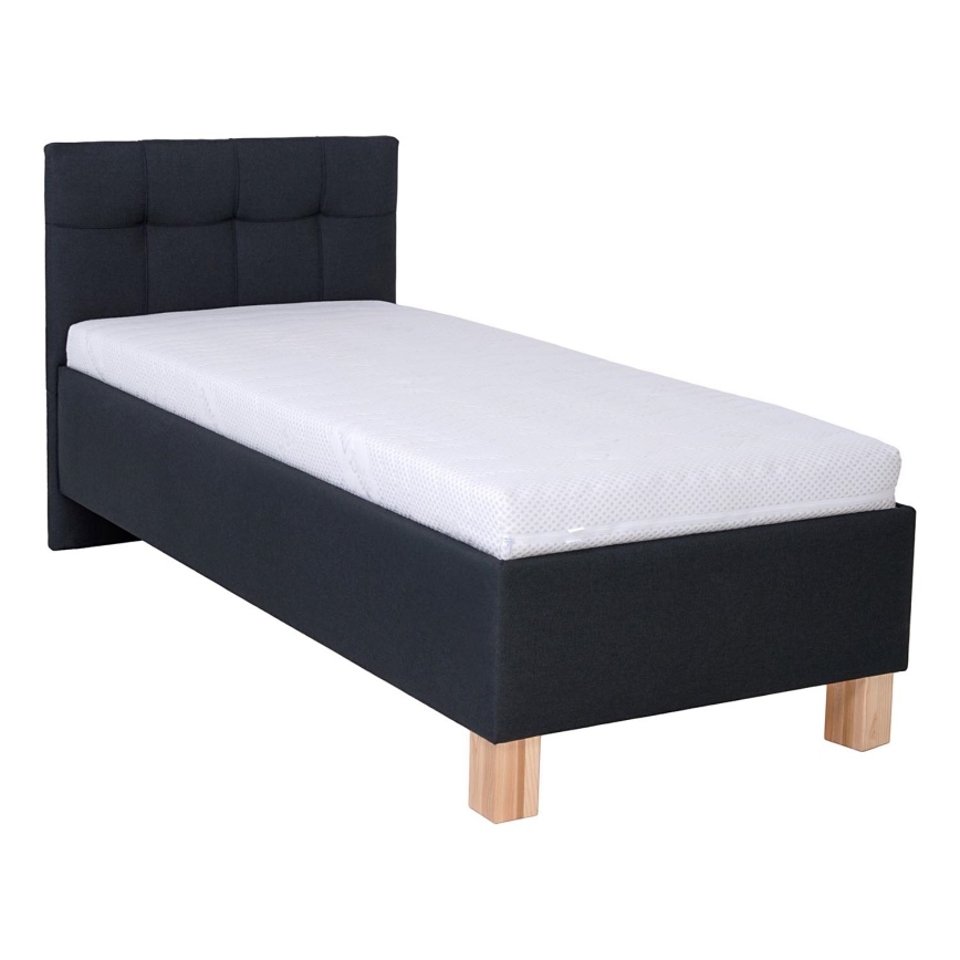 Polstret seng med opbevaringsplads uden madras MARIA ONE 90x200 cm antracit