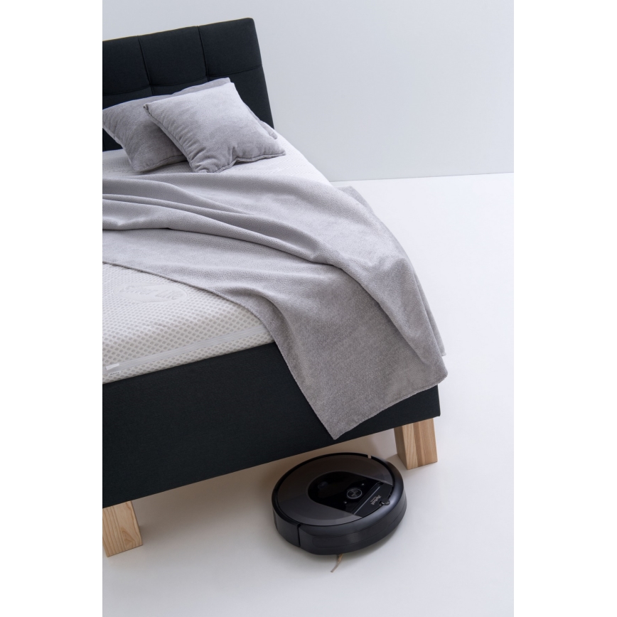 Polstret seng med opbevaringsplads uden madras MARIA ONE 90x200 cm antracit
