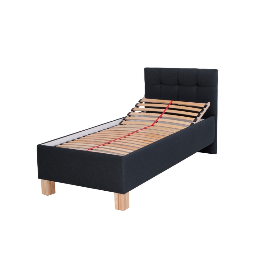 Polstret seng med opbevaringsplads uden madras MARIA ONE 90x200 cm antracit