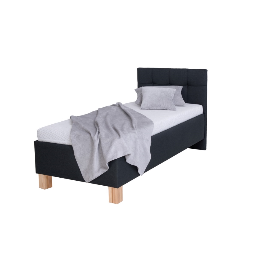 Polstret seng med opbevaringsplads uden madras MARIA ONE 90x200 cm antracit