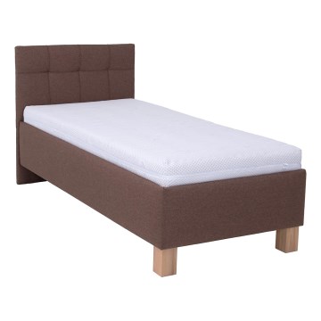 Polstret seng med opbevaringsplads uden madras MARIA ONE 90x200 cm brun