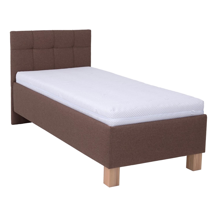 Polstret seng med opbevaringsplads uden madras MARIA ONE 90x200 cm brun