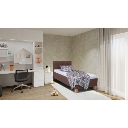Polstret seng med opbevaringsplads uden madras MARIA ONE 90x200 cm brun