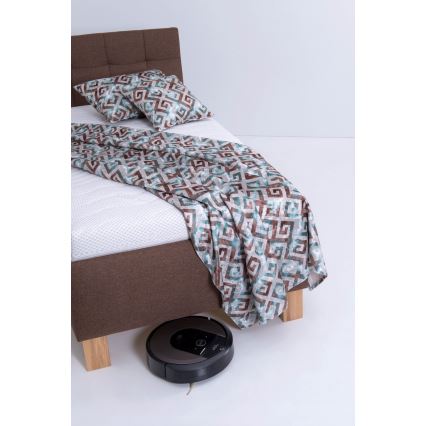 Polstret seng med opbevaringsplads uden madras MARIA ONE 90x200 cm brun