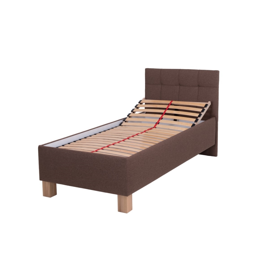 Polstret seng med opbevaringsplads uden madras MARIA ONE 90x200 cm brun