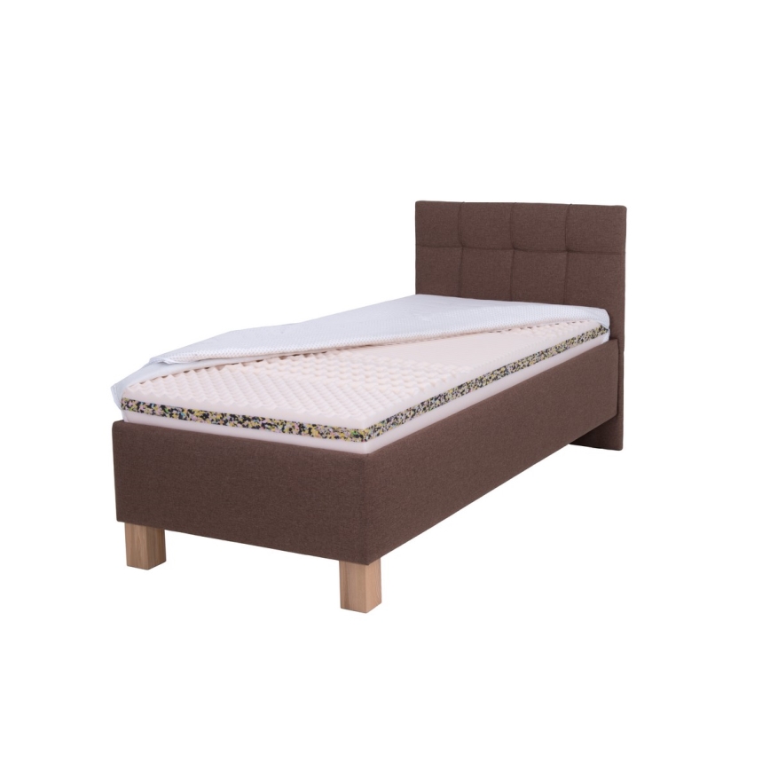 Polstret seng med opbevaringsplads uden madras MARIA ONE 90x200 cm brun