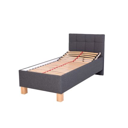 Polstret seng med opbevaringsplads uden madras MARIA ONE 90x200 cm grå