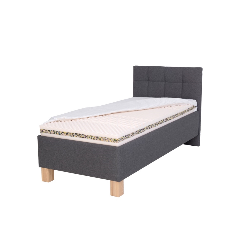 Polstret seng med opbevaringsplads uden madras MARIA ONE 90x200 cm grå