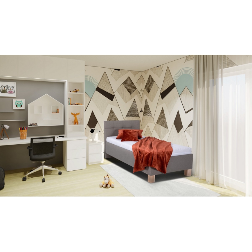Polstret seng med opbevaringsplads uden madras MARIA ONE 90x200 cm taupe