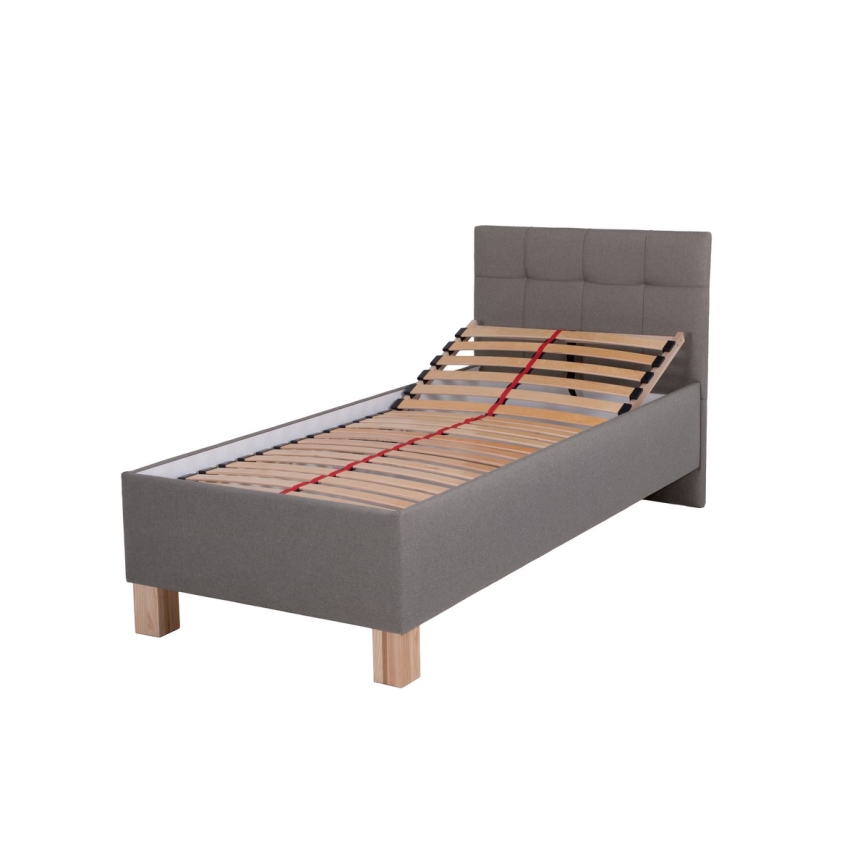 Polstret seng med opbevaringsplads uden madras MARIA ONE 90x200 cm taupe
