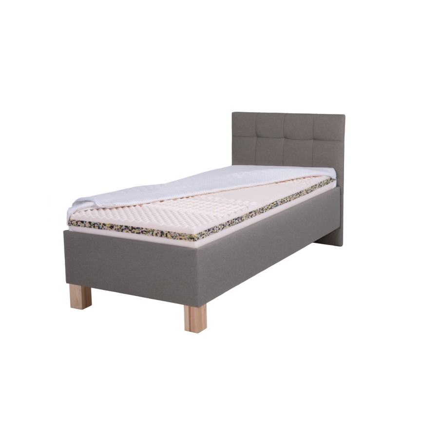 Polstret seng med opbevaringsplads uden madras MARIA ONE 90x200 cm taupe