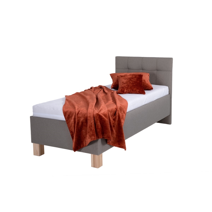 Polstret seng med opbevaringsplads uden madras MARIA ONE 90x200 cm taupe