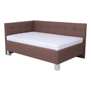 Polstret seng med opbevaringsplads uden madras MARIA PETITE 120x200 cm brun