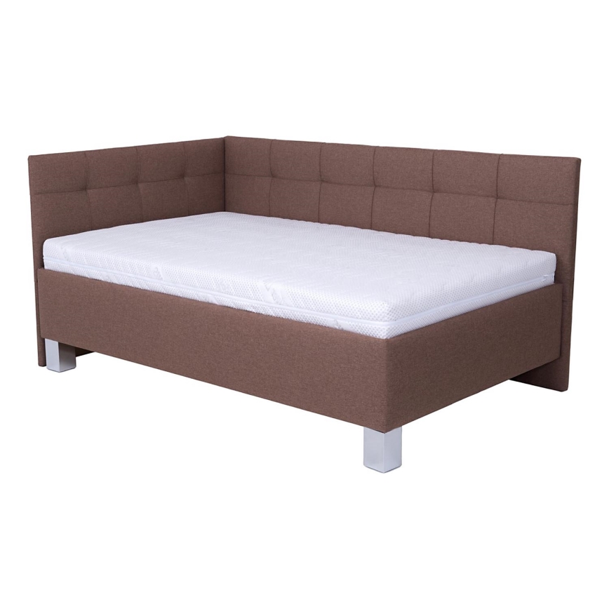 Polstret seng med opbevaringsplads uden madras MARIA PETITE 120x200 cm brun