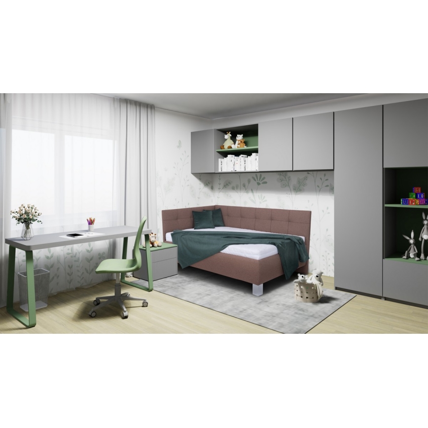 Polstret seng med opbevaringsplads uden madras MARIA PETITE 120x200 cm brun