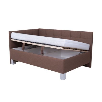 Polstret seng med opbevaringsplads uden madras MARIA PETITE 120x200 cm brun