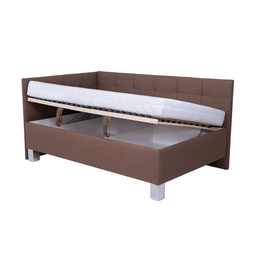 Polstret seng med opbevaringsplads uden madras MARIA PETITE 120x200 cm brun