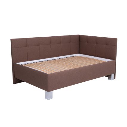 Polstret seng med opbevaringsplads uden madras MARIA PETITE 120x200 cm brun