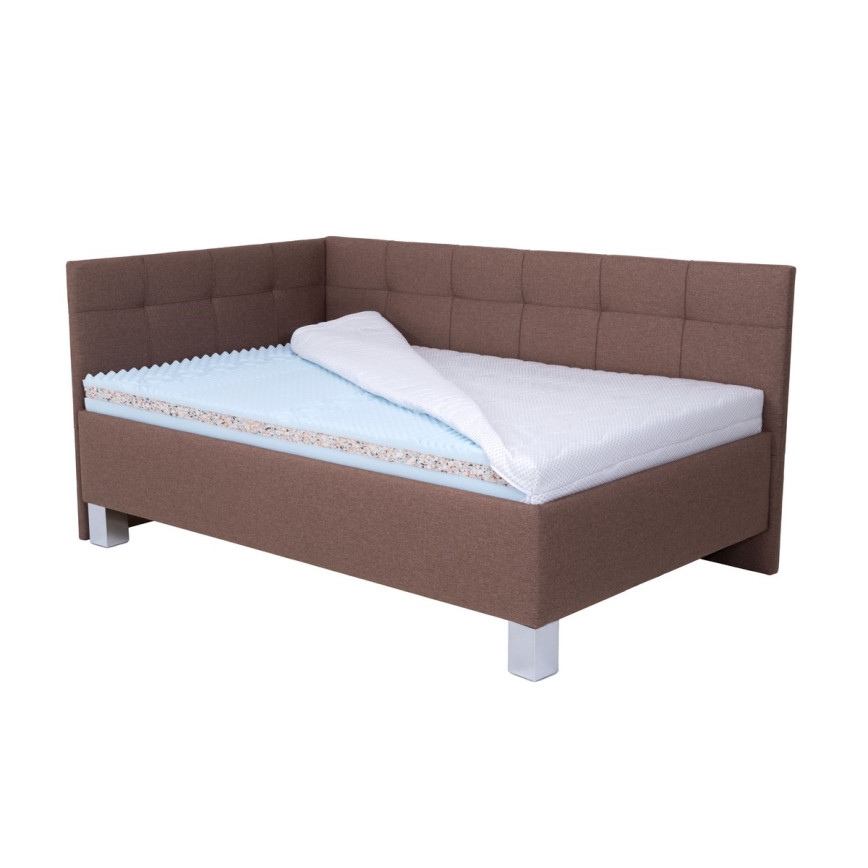 Polstret seng med opbevaringsplads uden madras MARIA PETITE 120x200 cm brun