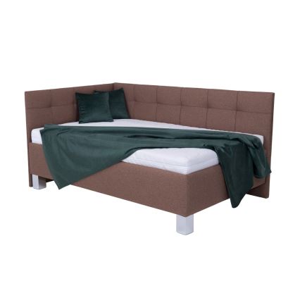 Polstret seng med opbevaringsplads uden madras MARIA PETITE 120x200 cm brun
