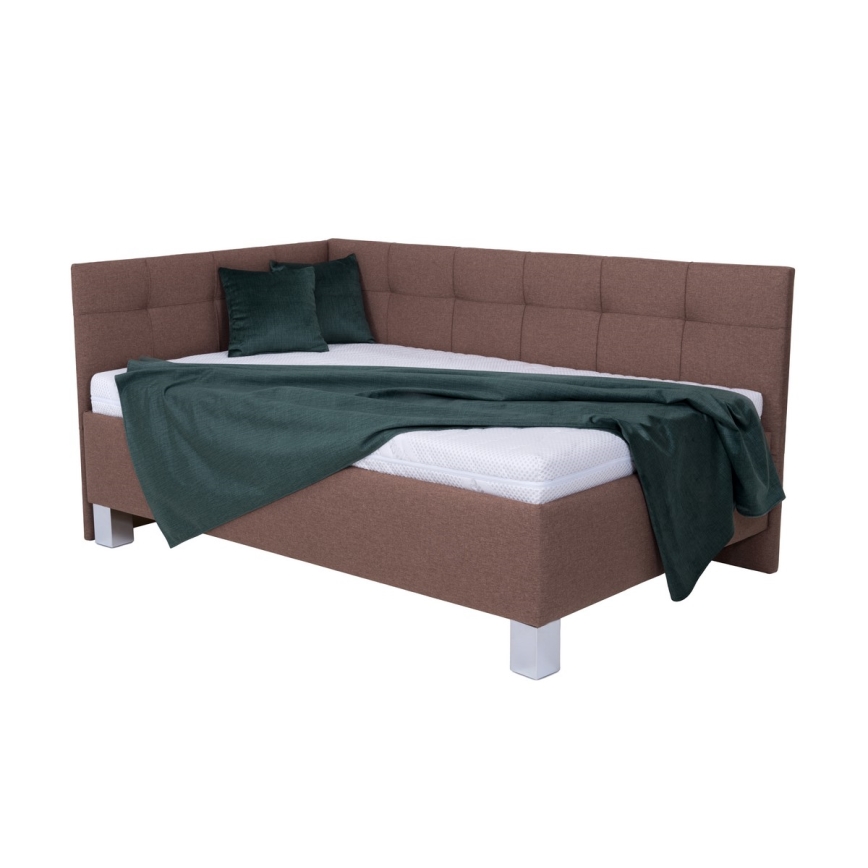 Polstret seng med opbevaringsplads uden madras MARIA PETITE 120x200 cm brun