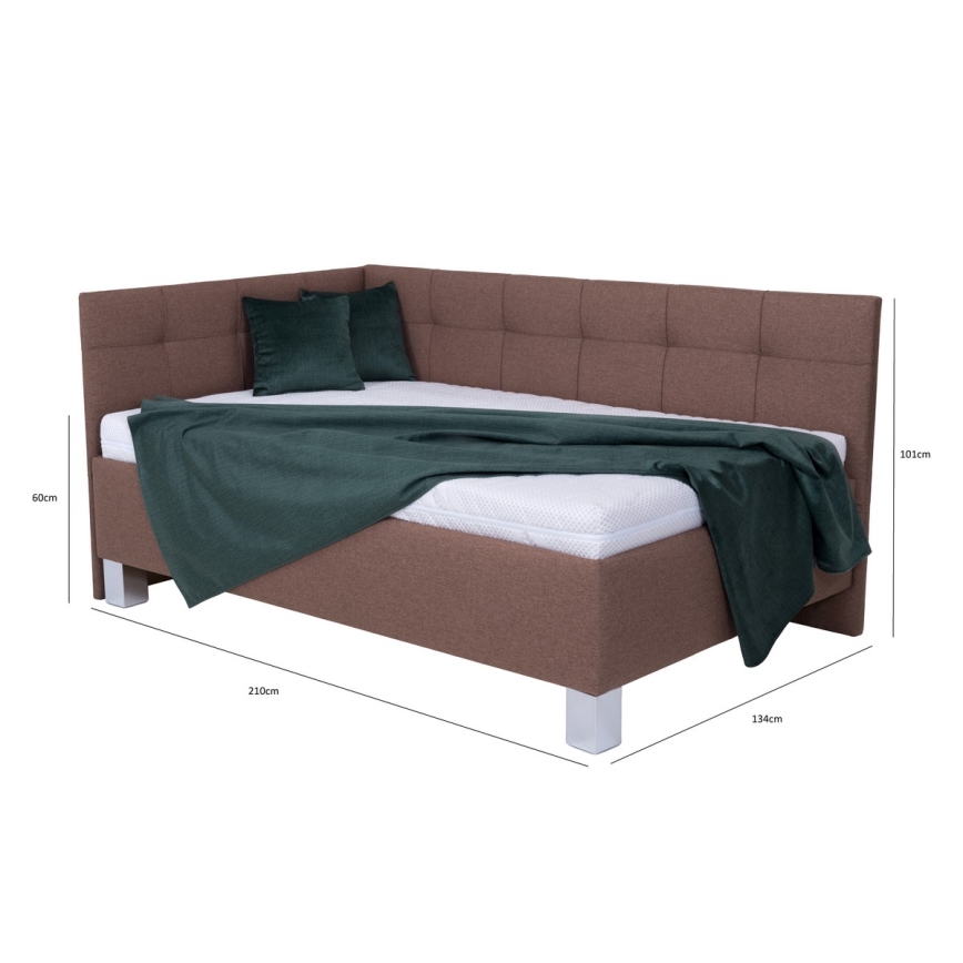 Polstret seng med opbevaringsplads uden madras MARIA PETITE 120x200 cm brun