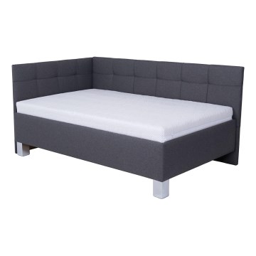 Polstret seng med opbevaringsplads uden madras MARIA PETITE 120x200 cm grå