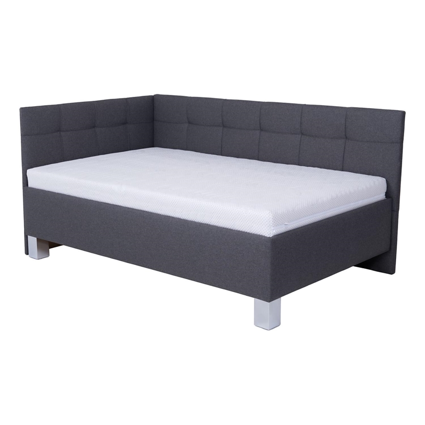 Polstret seng med opbevaringsplads uden madras MARIA PETITE 120x200 cm grå