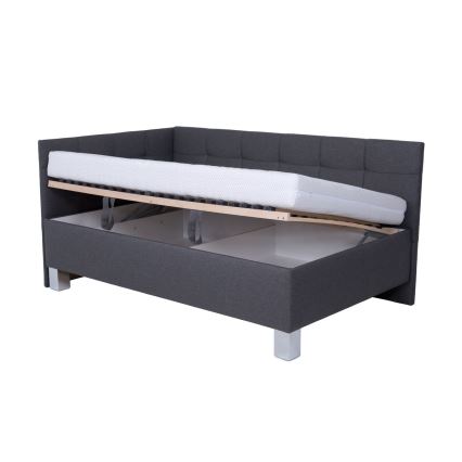 Polstret seng med opbevaringsplads uden madras MARIA PETITE 120x200 cm grå