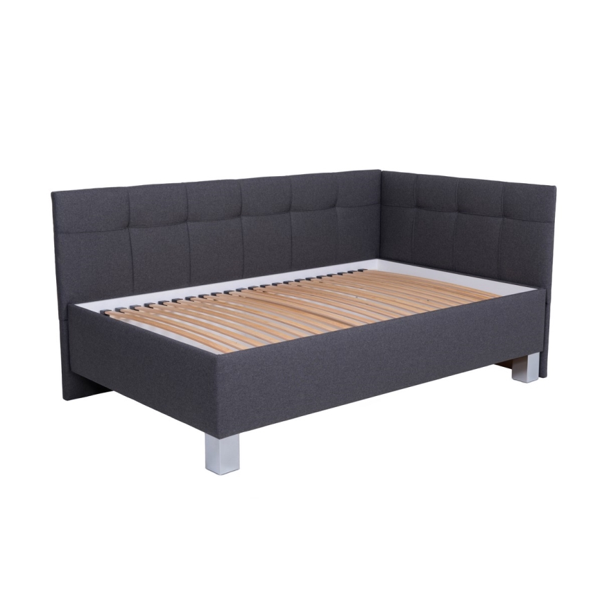 Polstret seng med opbevaringsplads uden madras MARIA PETITE 120x200 cm grå