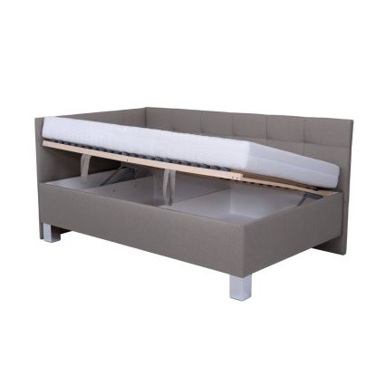 Polstret seng med opbevaringsplads uden madras MARIA PETITE 120x200 cm taupe