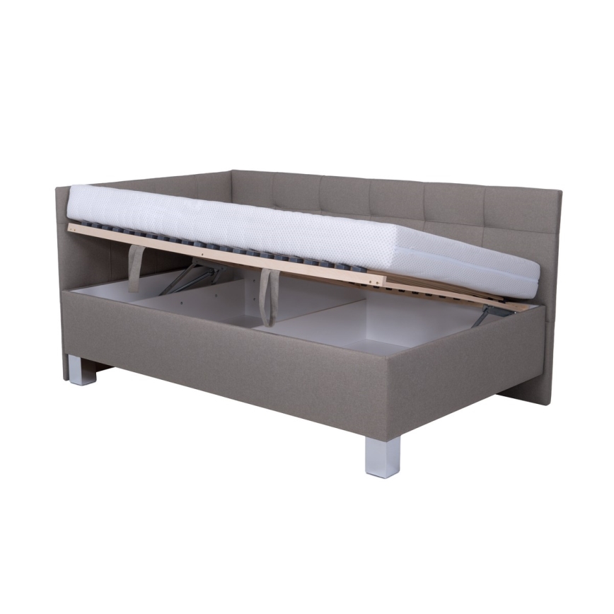 Polstret seng med opbevaringsplads uden madras MARIA PETITE 120x200 cm taupe