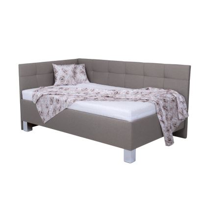 Polstret seng med opbevaringsplads uden madras MARIA PETITE 120x200 cm taupe