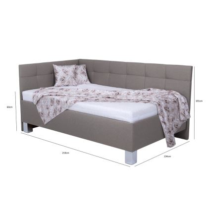 Polstret seng med opbevaringsplads uden madras MARIA PETITE 120x200 cm taupe