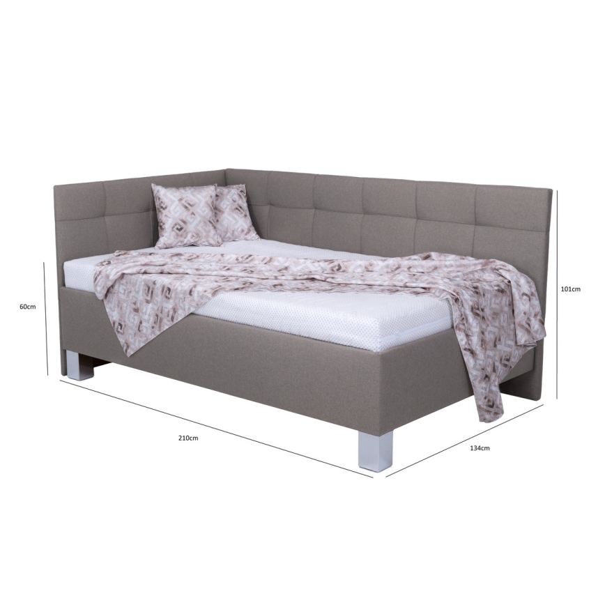 Polstret seng med opbevaringsplads uden madras MARIA PETITE 120x200 cm taupe