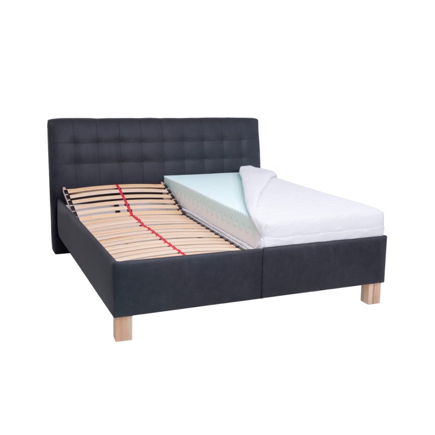 Polstret seng med opbevaringsplads uden madras VIOLET 160x200 cm antracit