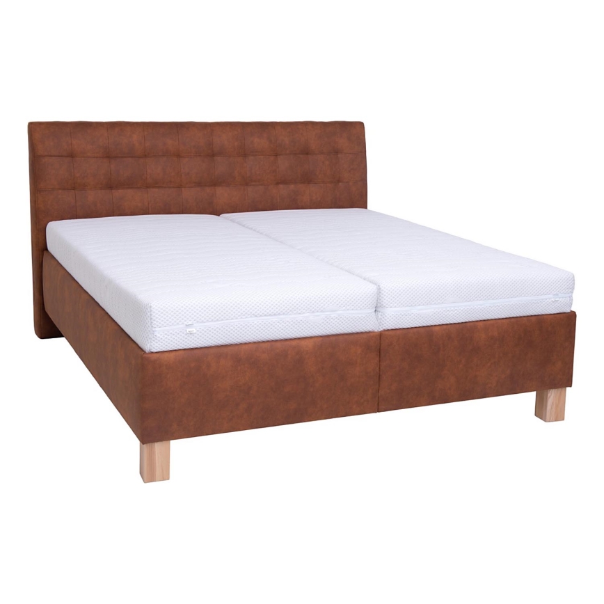 Polstret seng med opbevaringsplads uden madras VIOLET 160x200 cm cognac brun