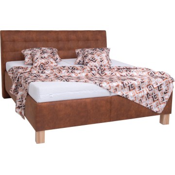 Polstret seng med opbevaringsplads uden madras VIOLET 160x200 cm cognacfarvet