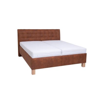 Polstret seng med opbevaringsplads uden madras VIOLET 160x200 cm cognacfarvet