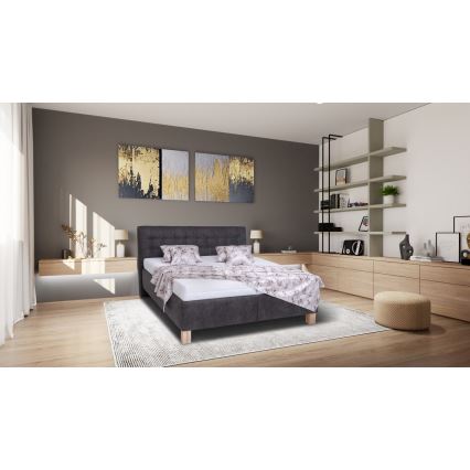 Polstret seng med opbevaringsplads uden madras VIOLET 160x200 cm mørk